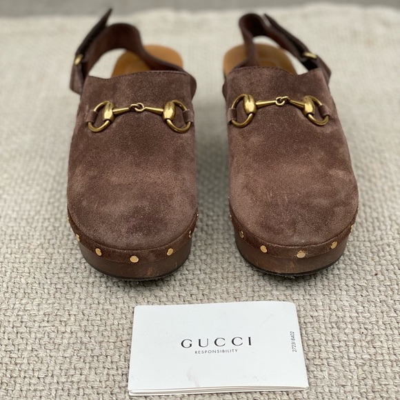 Gucci Amstel Horsebit brown suede Clogs. EUC. Size EU 36. Comes with box. - Picture 7 of 16